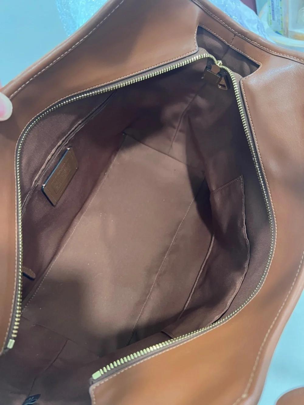 Coach Chestnut Brown Leather Suede Tote - Picture 12 of 14